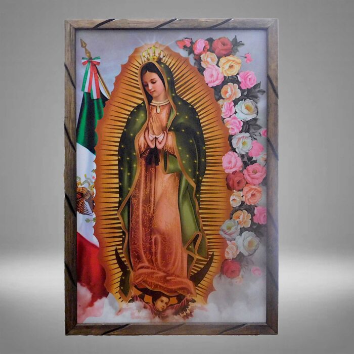 Virgen De Guadalupe Cuadro Religioso Con Marco De Madera Rustica para  Colgar 18''x13''x1'' Nuevo Hecho En Mexico (View  Detail Page)