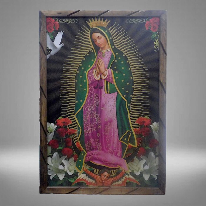 Virgen De Guadalupe Cuadro Religioso Con Marco De Madera Rustica para  Colgar 18''x13''x1'' Nuevo Hecho En Mexico (View  Detail Page)