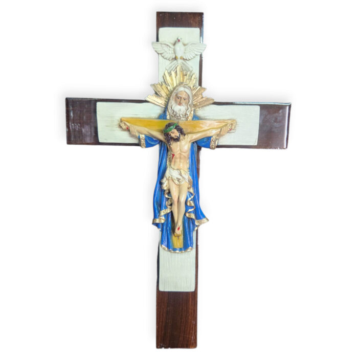 Cruz Trinidad Fino Blanco Manto Azul 17.5"