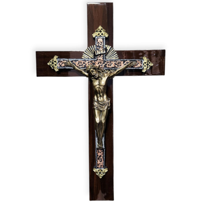 Cruz Cristo Resplandor Bronce 24"