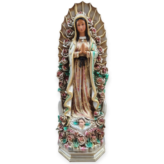 Virgen de Guadalupe Rosas Metalica 30"